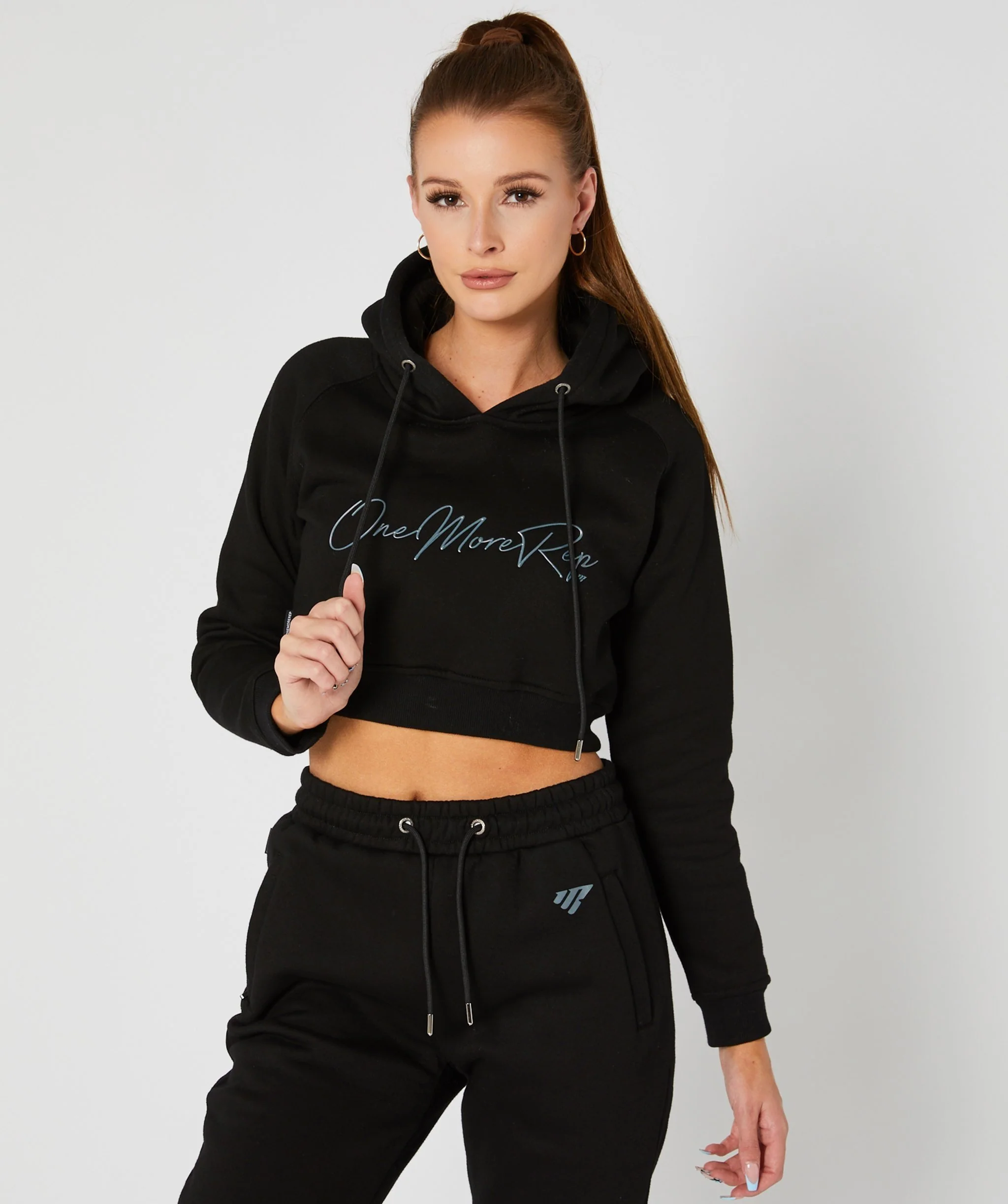 Crop Pullover Hoodie (Black) by OneMoreRep - Image 2