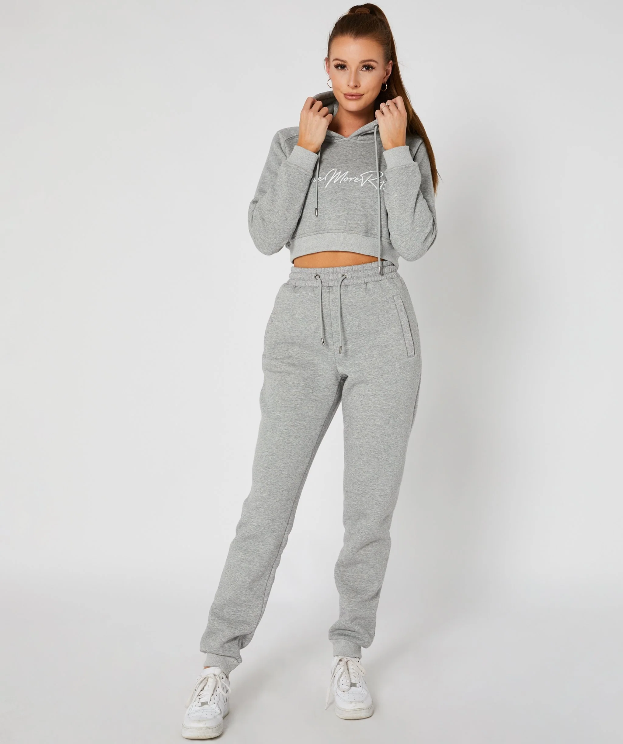 Crop Pullover Hoodie (Grey) by OneMoreRep
