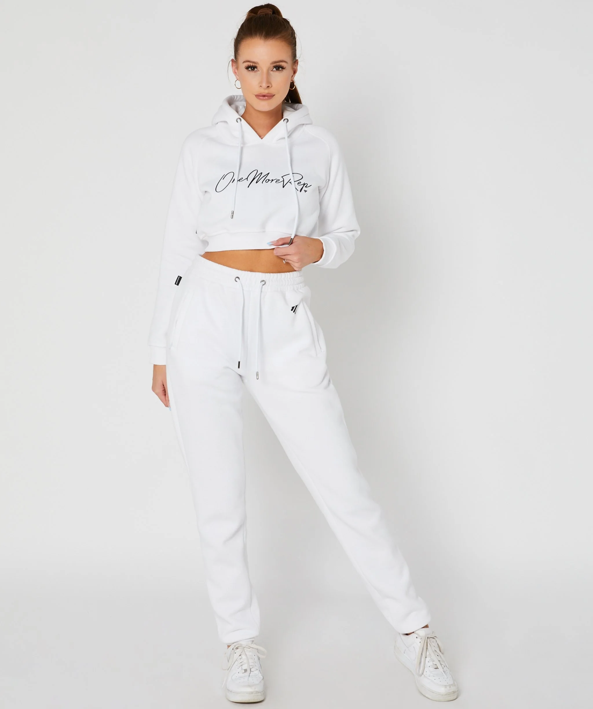 Crop Pullover Hoodie (White) by OneMoreRep - Image 5