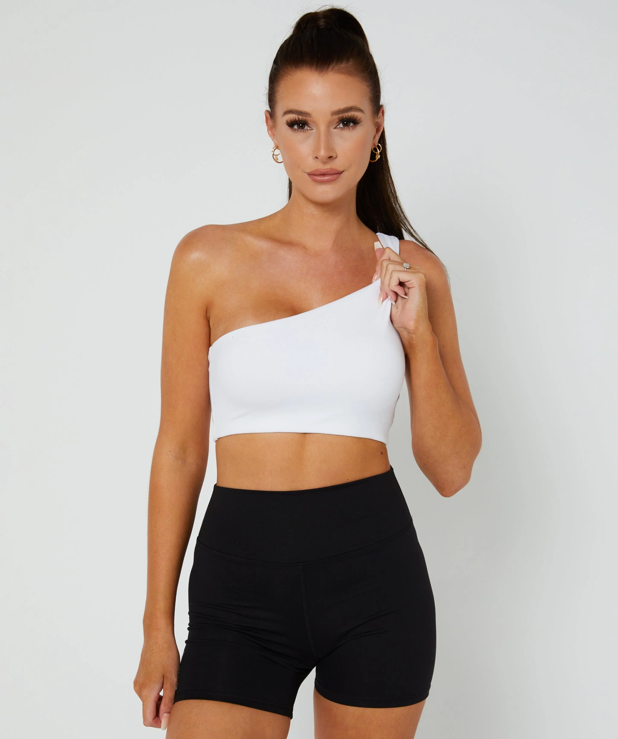 Elite One Strap Sports Bra (White) by OneMoreRep