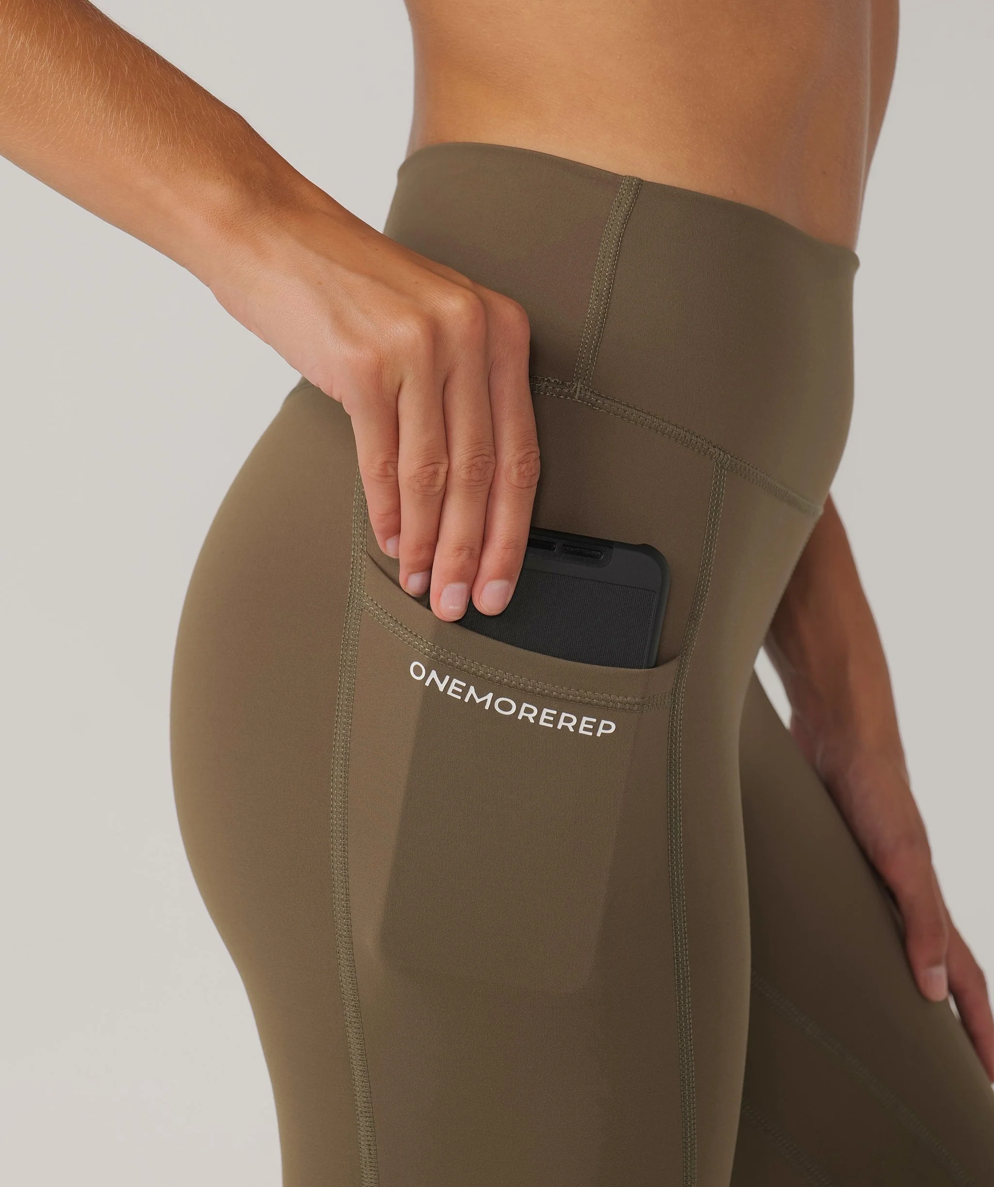 Hype Pocket Full Length Leggings (Khaki) by OneMoreRep - Image 12