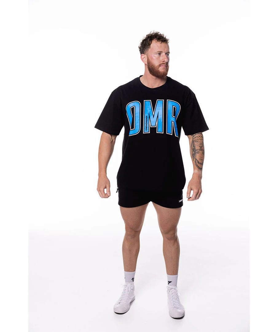 Oversized Pump Unisex Tee Black/Blue Raz by OneMoreRep - Image 4