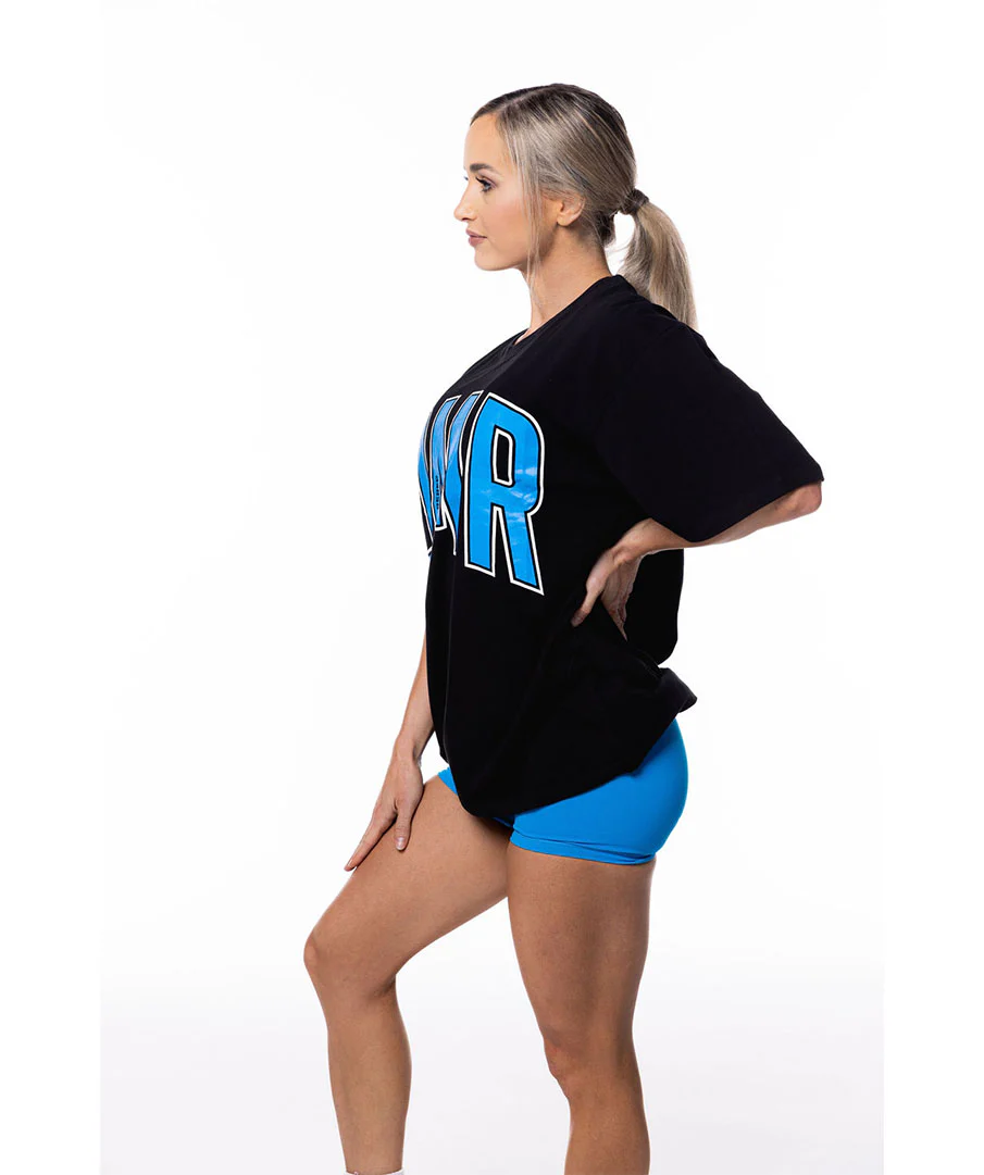 Oversized Pump Unisex Tee Black/Blue Raz by OneMoreRep - Image 7