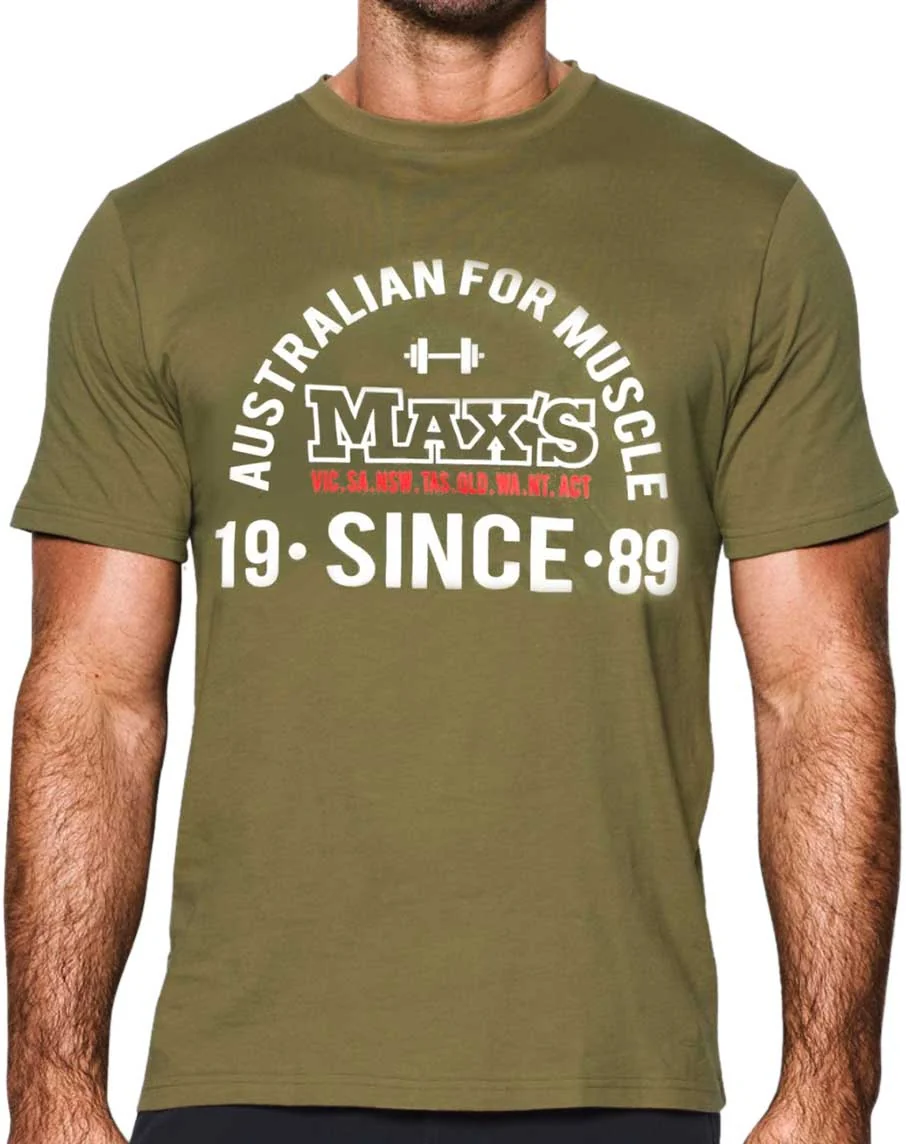 T-Shirt (Khaki - Australian for Muscle Since 1989) by Max's Supplements - Image 3